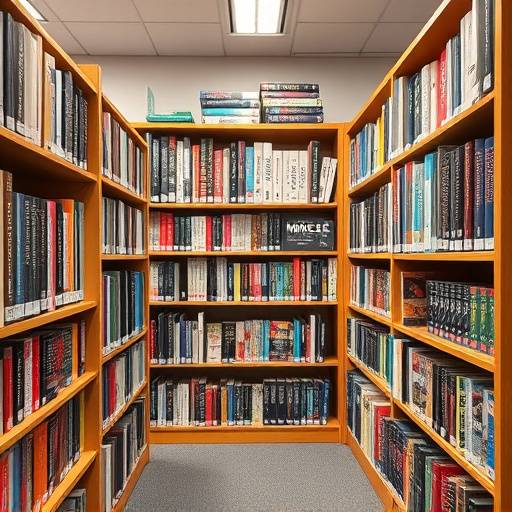 図書室の写真。アニメ、声優、eスポーツ関連の書籍が豊富に揃っている。