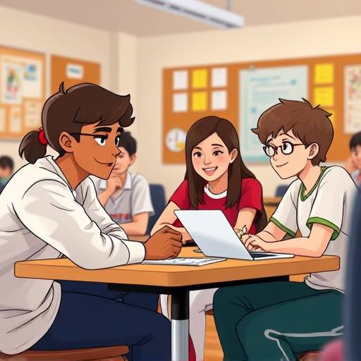 教室でアニメーションの制作に取り組む学生たちの様子